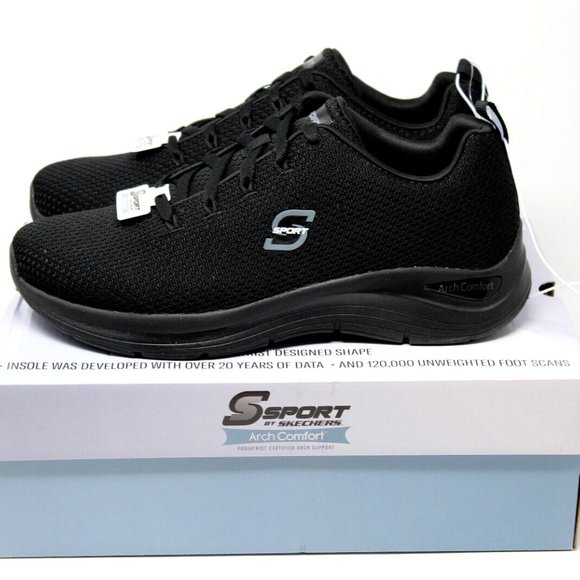 New S SPORT by SKECHERS Men's CAMRON Arch Support Black Sneakers Shoes Size 11.5 - Picture 9 of 12
